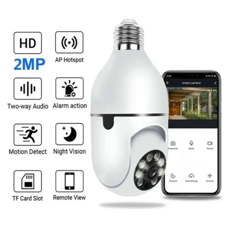 Câmera segurança wifi ip sem fio 360 com encaixe lampada bocal aplicativo yoosee ptz full HD visão noturna - bivolt