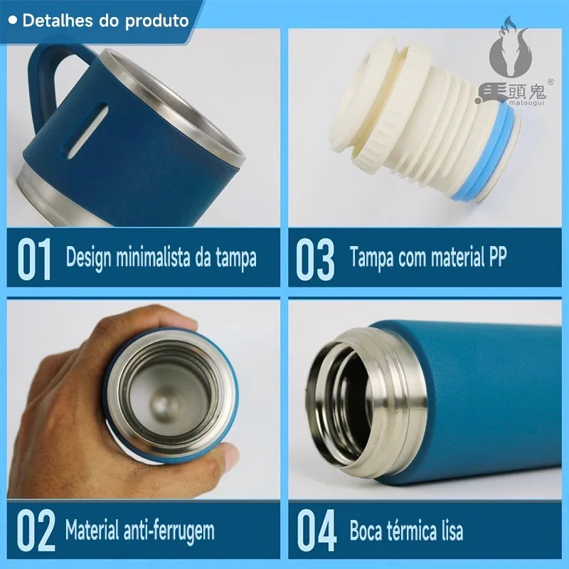 Garrafa Inox Térmica Vedação em Silicone Super Resistente Mantei Agua Quente e Gelada