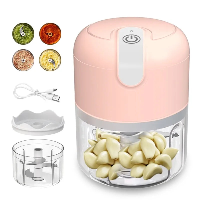 Mini Processador Triturador Sem Fio Elétrico 250ML De Alimentos Para Legumes Alho Gengibre