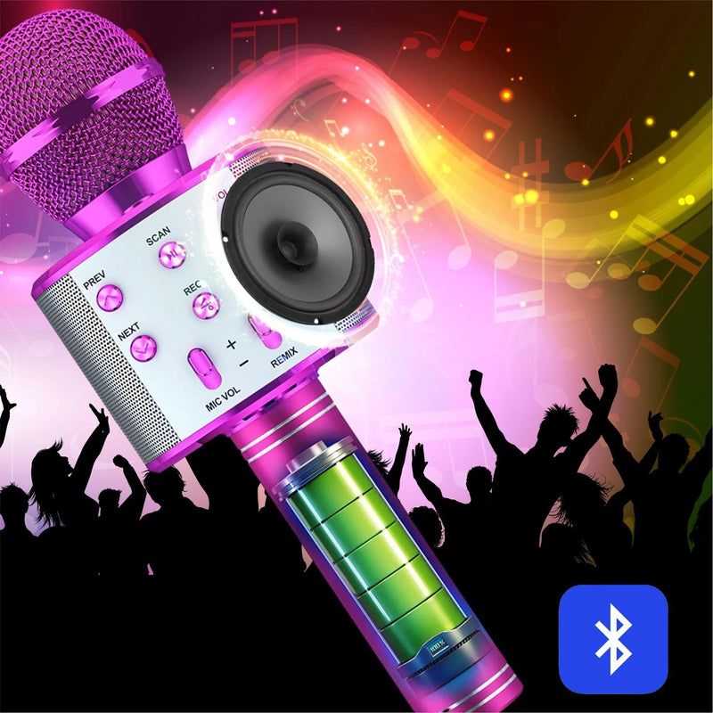 Karaoke Bluetooth Speaker com microfone, recarregável portátil Voice Changer, microfone sem fio para crianças