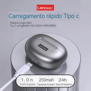 Lenovo-LP5 Fones De Ouvido Sem Fio Bluetooth, Fones De Música HiFi, Fones De Ouvido Esportivos, Fone De Ouvido À Prova D 'Água com Microfone, Novo, Original