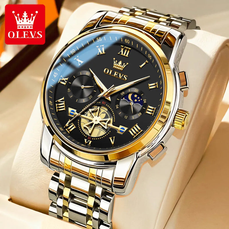 OLEVS-Relógio de pulso Classic Roman Scale Dial para homens, impermeável, luminoso, quartzo, luxo, marca superior, masculino, original