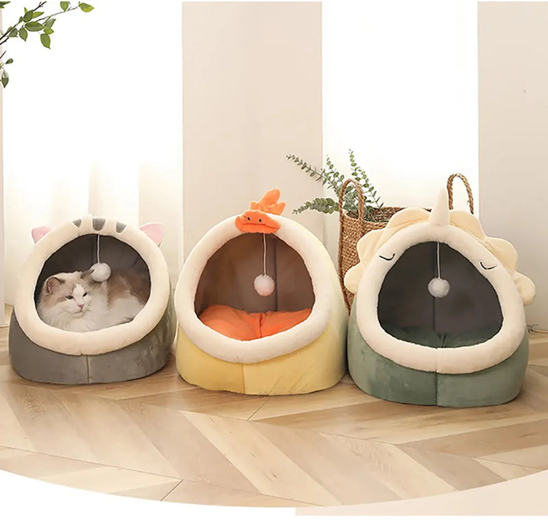 Cama dobrável removível lavável para animais de estimação, Cama auto-aquecida para gatos e cães pequenos, Cabana confortável, Cama para dormir