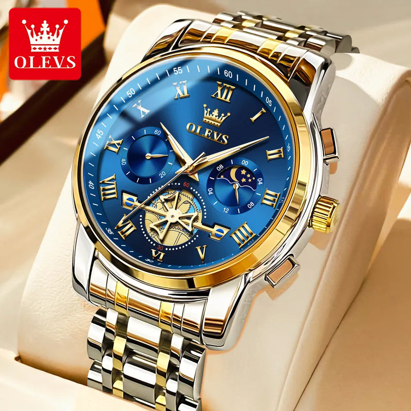 OLEVS-Relógio de pulso Classic Roman Scale Dial para homens, impermeável, luminoso, quartzo, luxo, marca superior, masculino, original