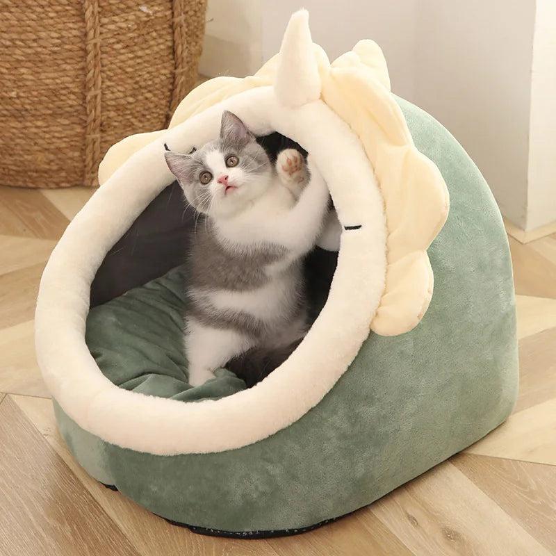 Cama dobrável removível lavável para animais de estimação, Cama auto-aquecida para gatos e cães pequenos, Cabana confortável, Cama para dormir