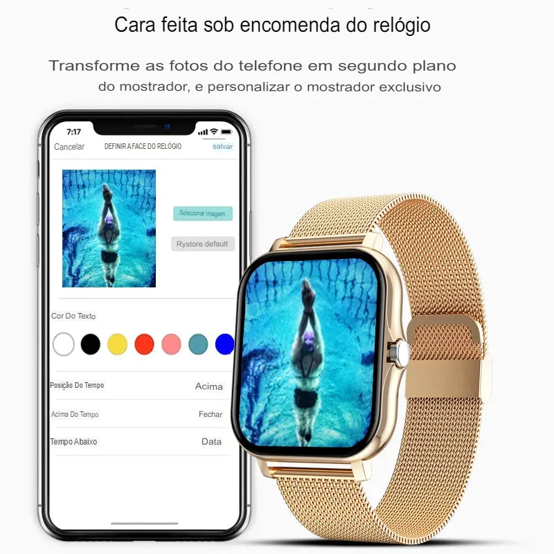 LIGE-Relógio inteligente para homens e mulheres, tela sensível ao toque completa, relógios esportivos de fitness, chamadas Bluetooth, relógio de pulso