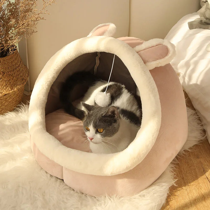 Cama dobrável removível lavável para animais de estimação, Cama auto-aquecida para gatos e cães pequenos, Cabana confortável, Cama para dormir