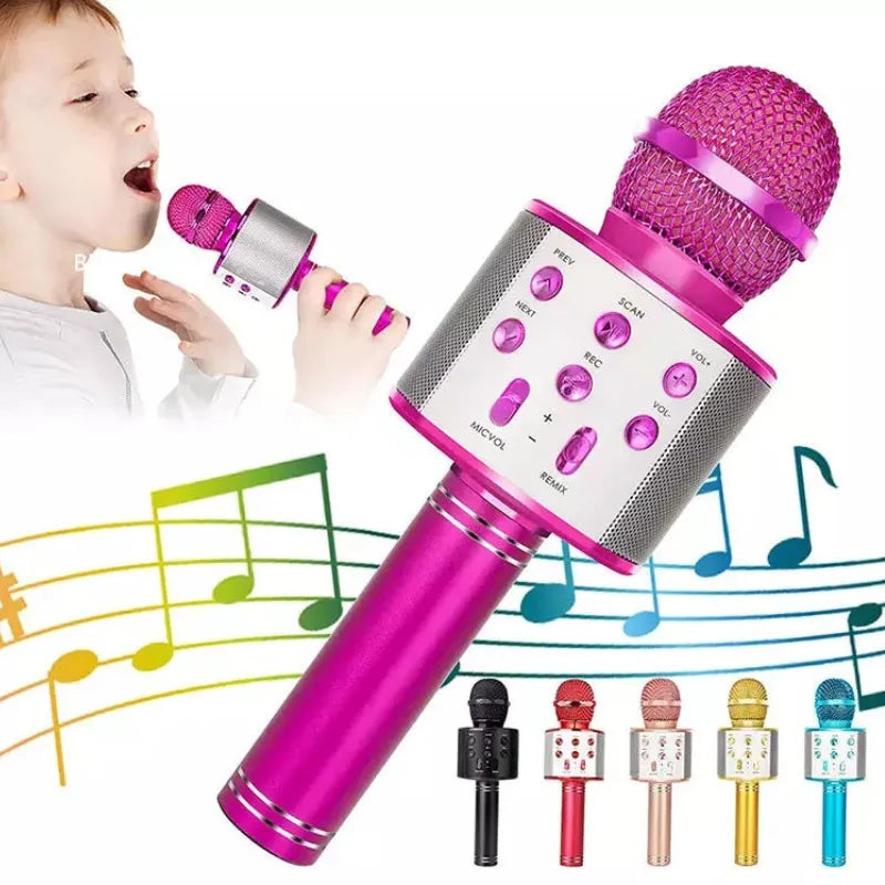 Karaoke Bluetooth Speaker com microfone, recarregável portátil Voice Changer, microfone sem fio para crianças