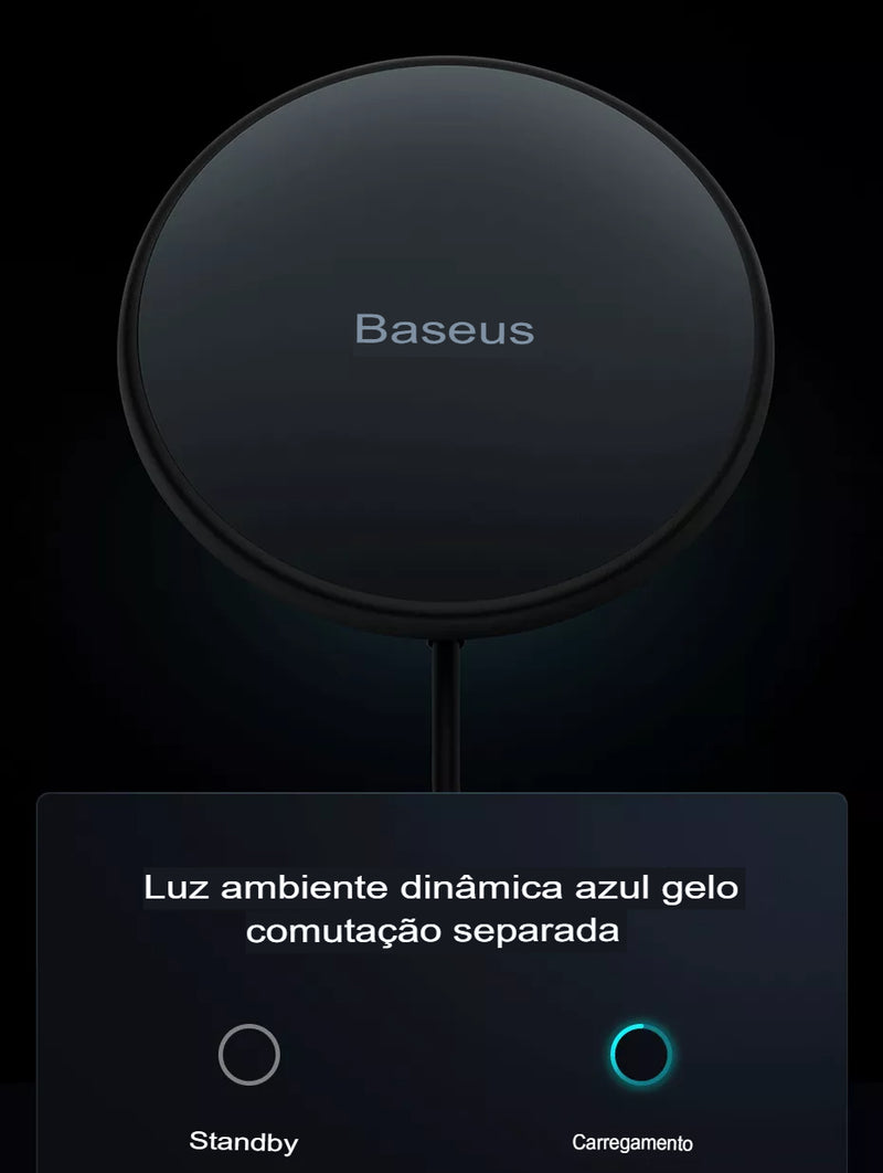 Baseus-Carregador magnético sem fio para automóvel, suporte do telefone do automóvel, carregamento rápido, 15W, 15W, iPhone 14, 13 Pro Max, efeito luminoso